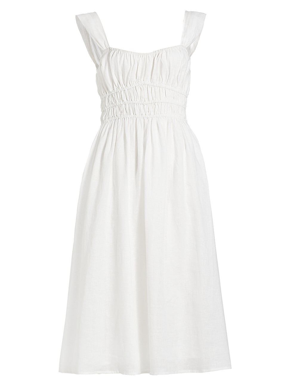 Faithfull The Brand White Smocked Midi Dress